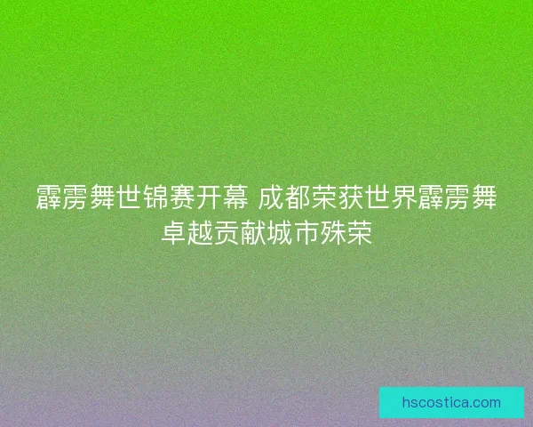 霹雳舞世锦赛开幕 成都荣获世界霹雳舞卓越贡献城市殊荣